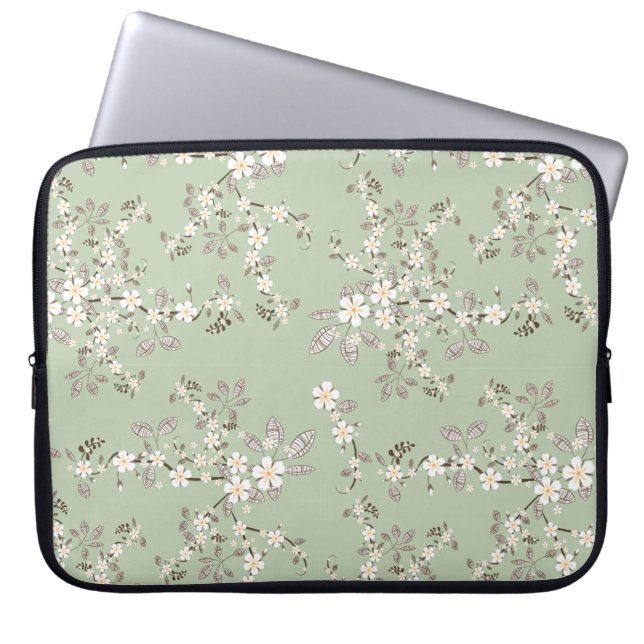 Mooie  bloesem witte bloemen laptop sleeve (Voorkant)