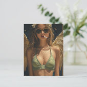 Mooie Blond Roken Engel Briefkaart (Staand voorkant)