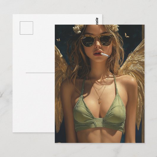 Mooie Blond Roken Engel Briefkaart (Voorkant / Achterkant)