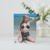Mooie Blonde Bikini Beach Briefkaart (Staand voorkant)
