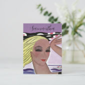 Mooie blonde dame (personaliseren) briefkaart (Staand voorkant)