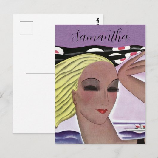 Mooie blonde dame (personaliseren) briefkaart (Voorkant / Achterkant)