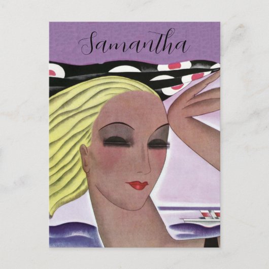 Mooie blonde dame (personaliseren) briefkaart (Voorkant)