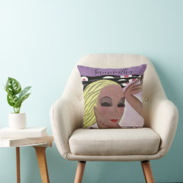 Mooie blonde dame (personaliseren) kussen