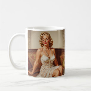 Mooie blonde pin-up 50's kunst koffiemok