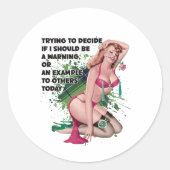 Mooie Blonde  Retro Pin-up Ronde Sticker (Voorkant)