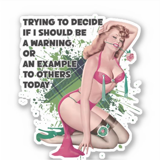 Mooie Blonde  Retro Pin-up Sticker (Voorkant)