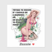 Mooie Blonde  Retro Pin-up Sticker (Vel)