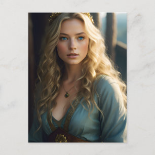 Mooie blonde vrouw briefkaart