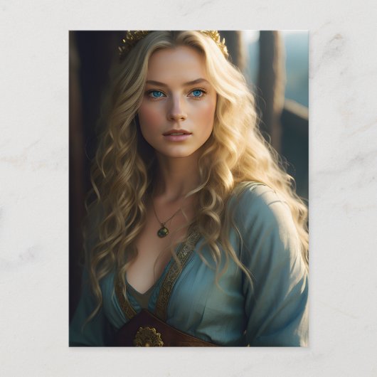 Mooie blonde vrouw briefkaart (Voorkant)