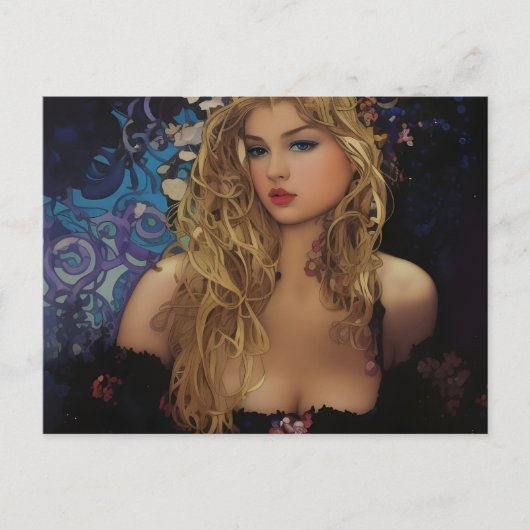 Mooie Blonde Vrouw Briefkaart (Voorkant)