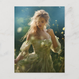 Mooie Blonde Vrouw in een Weiland Briefkaart