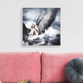 Mooie blonde vrouw met engelvleugels canvas afdruk (Insitu (Woonkamer))