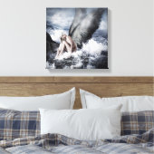 Mooie blonde vrouw met engelvleugels canvas afdruk (Insitu (Slaapkamer))