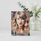 Mooie blonde vrouw stemmen collage briefkaart (Staand voorkant)