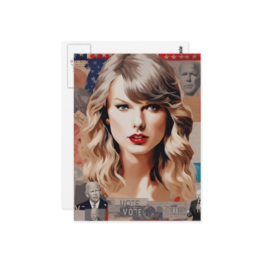 Mooie blonde vrouw stemmen collage briefkaart (Voorkant / Achterkant in situ)