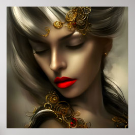 Mooie blonde vrouwen met rode lippenjuwelen 2 poster