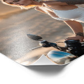 Mooie Blondine Biker Babe in Desert Foto Afdruk (Hoek)