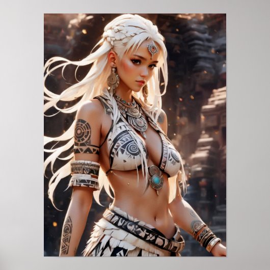 Mooie Blondine Tribal Prinses Poster (Voorkant)
