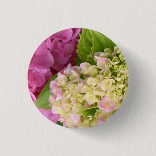 Mooie Blooming Pink en White Hydrangeas Ronde Button 3,2 Cm