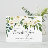 Mooie Blooming White Floral Elegant Wedding Bedankkaart (Staand voorkant)