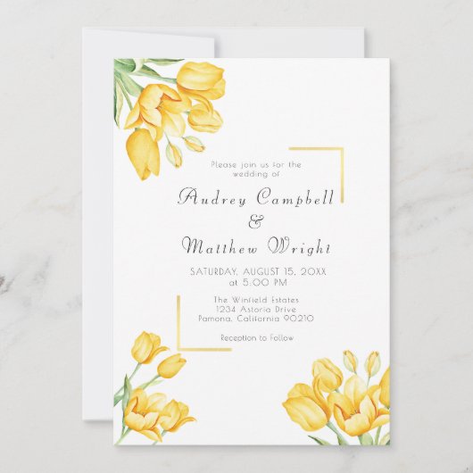 Mooie Blooming Yellow Tulp Weddenschap Kaart (Voorkant)