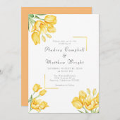Mooie Blooming Yellow Tulp Weddenschap Kaart (Voorkant / Achterkant)