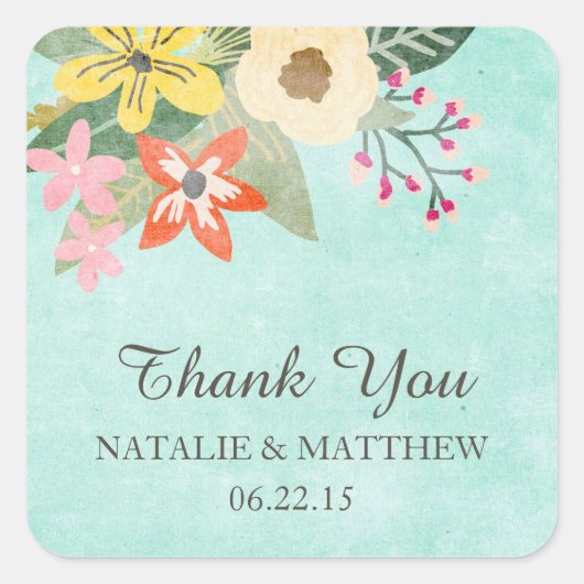 Mooie Blooms bruiloft dank u gunst Stickers (Voorkant)