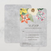 Mooie Blooms bruiloft RSVP-kaart | Grijs | DOUANE RSVP Kaartje (Voorkant / Achterkant)