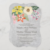 Mooie Blooms bruiloft uitnodiging / grijs (Voorkant / Achterkant)