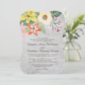 Mooie Blooms bruiloft uitnodiging / grijs (Staand voorkant)