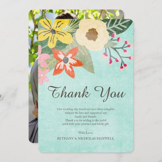 Mooie Blooms foto dank u platte Kaart (Voorkant / Achterkant)