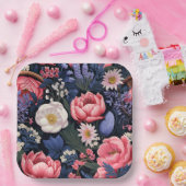 Mooie Blooms, kleurrijk patroon, Papieren Bordje (Feest)