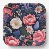 Mooie Blooms, kleurrijk patroon, Papieren Bordje (Voorkant)