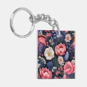 Mooie Blooms, kleurrijk patroon, Sleutelhanger (Voorkant Links)