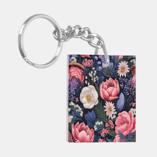 Mooie Blooms, kleurrijk patroon, Sleutelhanger (Voorkant Links)