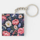 Mooie Blooms, kleurrijk patroon, Sleutelhanger (Achterkant)