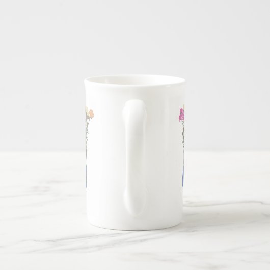 Mooie Blooms Originele Bloemen Illustratie Porselein Kop (Achterkant)