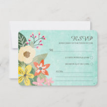 Mooie Blooms Waterverf Bloemen RSVP / Aqua