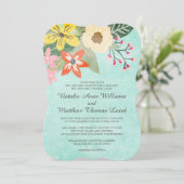 Mooie Blooms Waterverf Floral Wedding / Aqua Kaart (Staand voorkant)