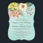 Mooie Blooms Waterverf Floral Wedding / Aqua Kaart<br><div class="desc">Mooie Blooms bruiloft uitnodiging / Aqua. Bekijk de coördinerende items in onze winkel!</div>