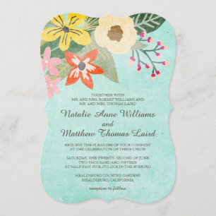 Mooie Blooms Waterverf Floral Wedding / Aqua Kaart