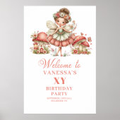 Mooie Blos Fee 4e Verjaardag Welkomstbord Poster (Voorkant)