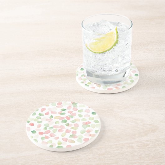 Mooie Blos Roze Mint Bloemblaadjes   Zandsteen Onderzetter (Zijkant)