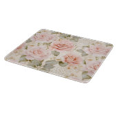 Mooie Blos Roze Rozen Bloemige Bruiloftsdouche Snijplank (Hoek)