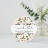 Mooie Blos & Witte Waterverf Bloemen Bruiloft Save The Date (Staand voorkant)