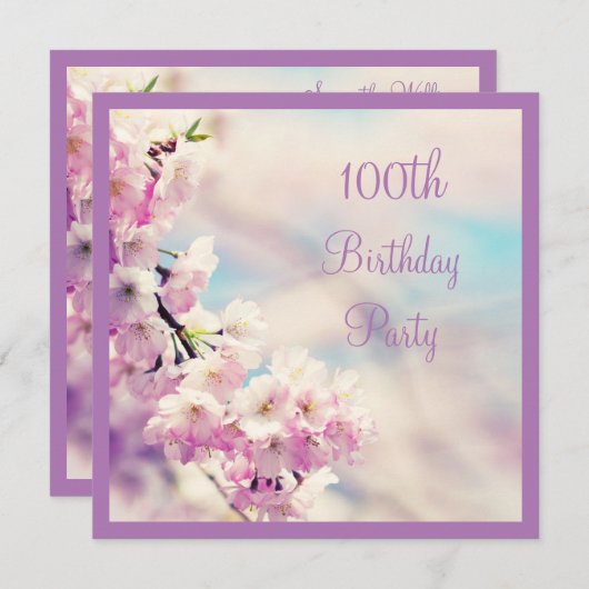 Mooie Blossom 100ste verjaardag Kaart (Voorkant / Achterkant)