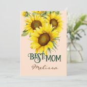 Mooie Blozende Aquarel Zonnebloem Moederdag Feestdagenkaart (Staand voorkant)