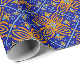 Mooie Blue Boho Talavera Tegel Cadeaupapier