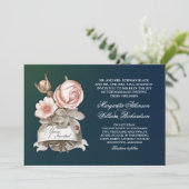 Mooie Blue bruiloft uitnodigingen (Staand voorkant)